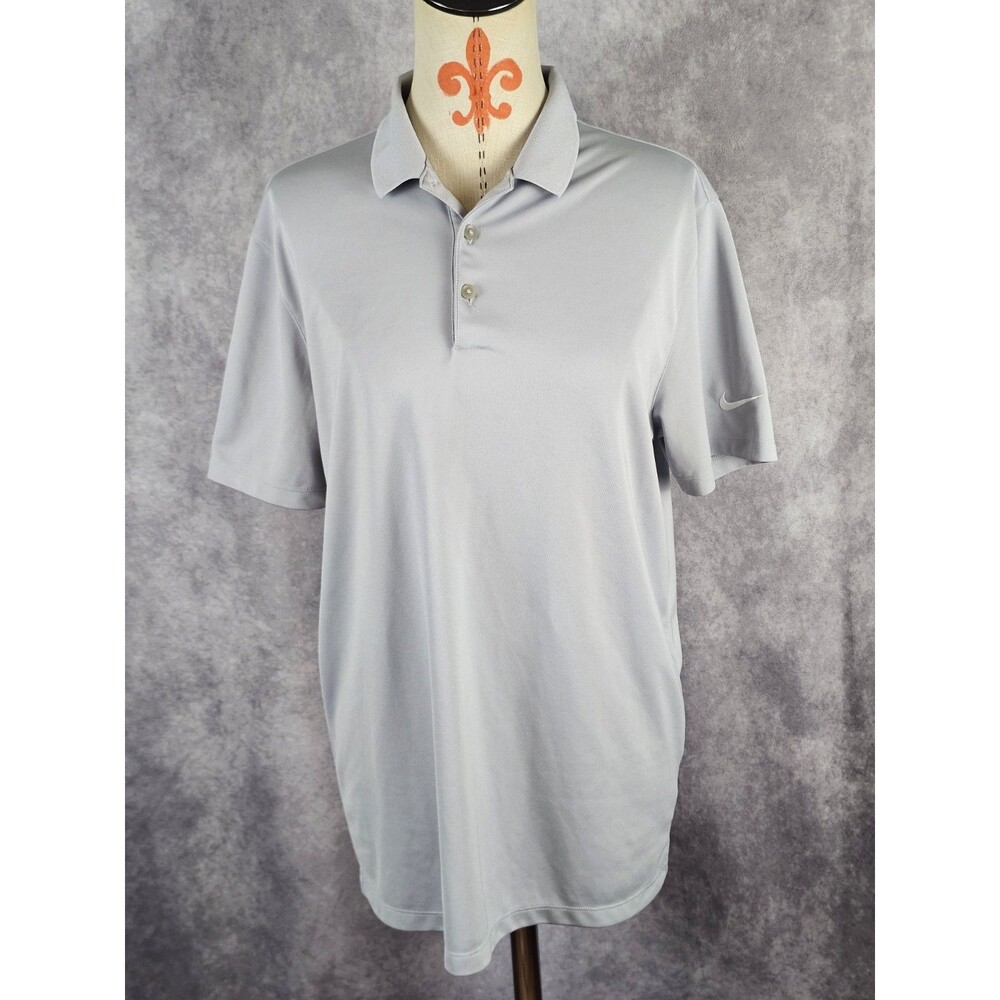 Nike Golf Standart Fit Mens M Short Sleeve Polo Shirt Light Gray EUC